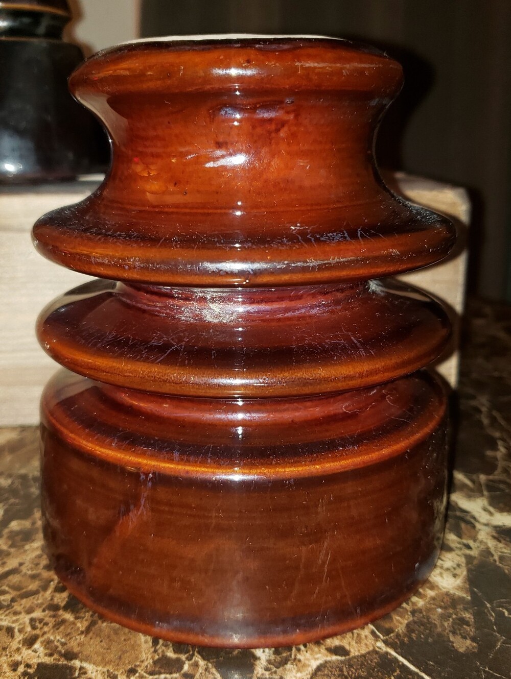 Rare Large Antique Five (5) Pound Locke Brown Porcelain/Ceramic Insulator